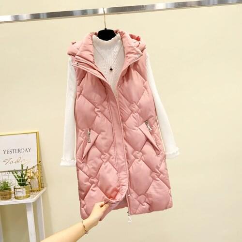 Women Plus Size Vest New 2020 Autumn Winter Sleeveless Cotton Padded Jacket Female Hooded Long Waistcoat Parkas Ladies Outerwear