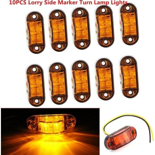 Krator 10PCS 10V-30V Yellow 2 LED Car Truck Trailer Side Marker Lights Lamp Blinker Waterproof