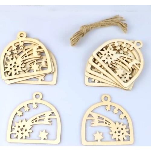 10PCS 8CM Unfinished Wooden Christmas Ornaments Christmas Wood Cutouts for Hanging Decorations and Kids DIY Crafts Making