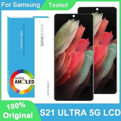 100% Original 6.8'' AMOLED Display For Samsung Galaxy S21 Ultra 5G G998F G998F/DS G998B Full LCD Touch Screen Repair Parts