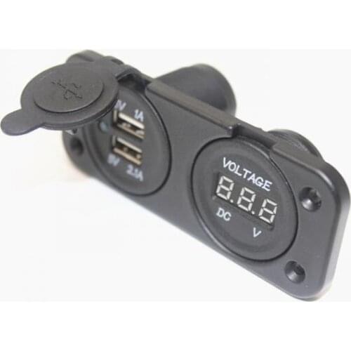 12V-24V Car Boat Tractor USB Charger and Voltmeter Power Supply Voltage Tester Reverse Protection