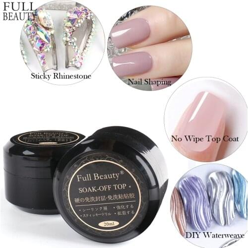 20ml Nail Art Rhinestone Gel Glue Super Sticky No Wipe Top Coat UV Gel Nail Polish Glue For Rhinestone Crystal Decoration CH1823