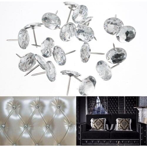 20PCS Buttons Diamond Pattern Crystal Upholstery Nails Button Tacks Studs Pins Sofa Wall Decoration Furniture Accessory Diamante