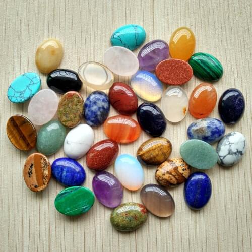 2017 Assorted Natural Stone Oval shape CABOCHON CAB 13x18mm mix Beads for jewelry making Wholesale 50pcs/lot Free shipping