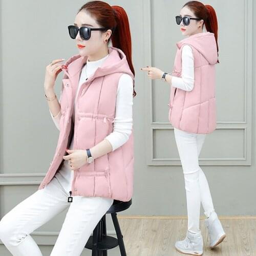 2020 Winter Womens Jacket Windproof Warm Long Cotton Waistcoat Casual Sleeveless Hooded Femme Coat Veste