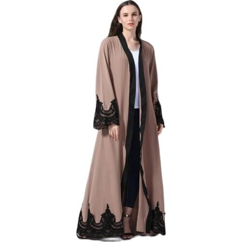 Plus Size 5XL 2021 Abaya Kimono Muslim African Women Long Patchwork Lace Cardigan Maxi Dubai Turkish Islamic Prayer Clothing