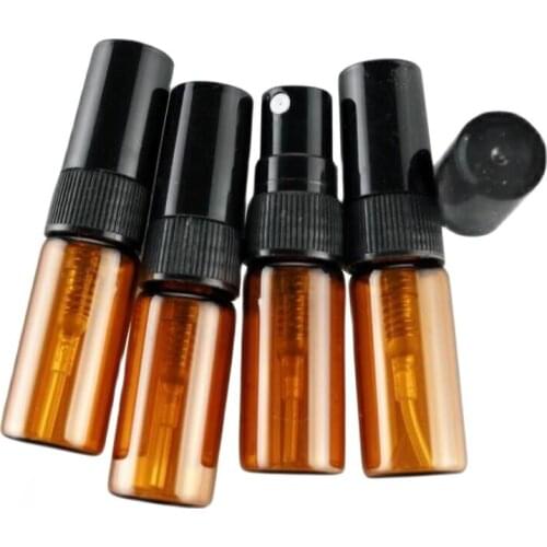 3ml 5ml brown glass bottle black fine mist sprayer for toner/toilet/water/ perfume atomizer skin care cosmetic packing