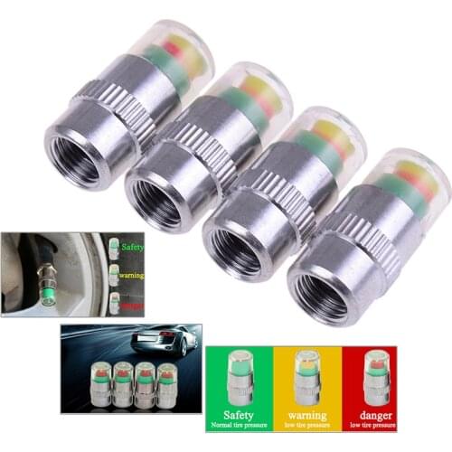 4PCS Tire Pressure Monitor Pressure Gauge Cap Sensor Indicator Car Alert Monitoring Tools Kit