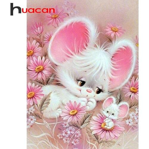 Huacan 5D Diamond Mosaic Embroidery Mouse Diamond Painting Animals Paintings For Interior Handicraft Bedroom Decoration