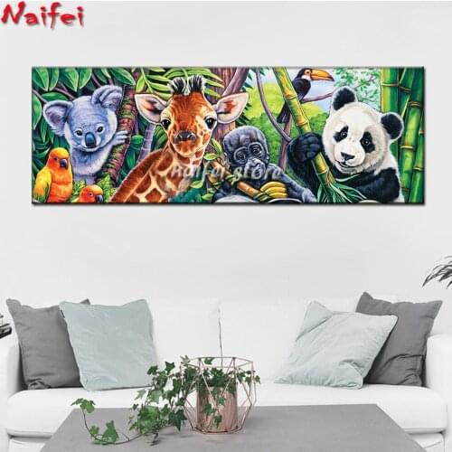 Large size Diamond Painting Safari friend Landscape Diamond Mosaic Full Display Diamond Embroidery Sale Giraffe Panda Orangutan