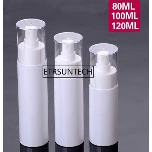 White Plastic bottle Clear Cap empty spray bottle 80ml 100ml 120ml PET bottle for cosmetics cream travel F1321