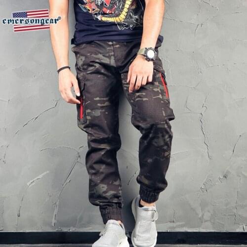 Emersongear Mens Ladies Tactical Jogger Pants Trousers Ankle Banded Pants Multicam Camoflage Army Military Hunting Pants Red Zip