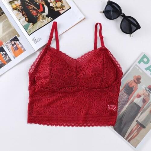 Women Embroidery Floral Wireless Bras Sexy Lingeries Lace Bralette Seamless Tube Tops Push Up Bras