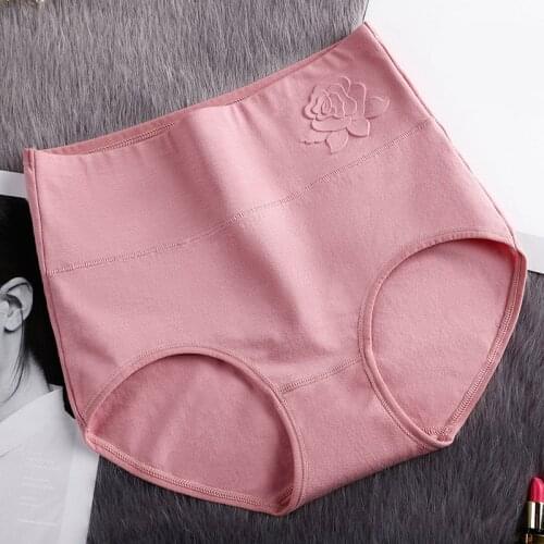 CP100 Comfortable Cotton Underwear High Waist Women Panties Solid Flower Lingerie Postnatal Abdomen Underpants