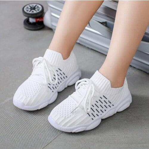 Kids Sneakers Running Children Shoes Breathable Knit Socks Sneakers boys bear bottom Casual Shoes Boys Girl Kids Sneakers white