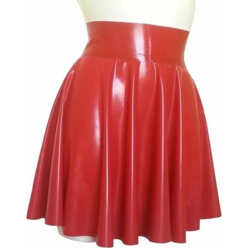 Red Latex Skirt A-line red Latex Mini Dress Cute Girl Sexy Skirt Latex SKIRT Circle skating Gummi Rubber