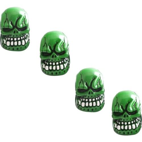 4 Pieces Green Tire Rim Valve Wheel Air Port Cover Stem Cap for Motorcycle