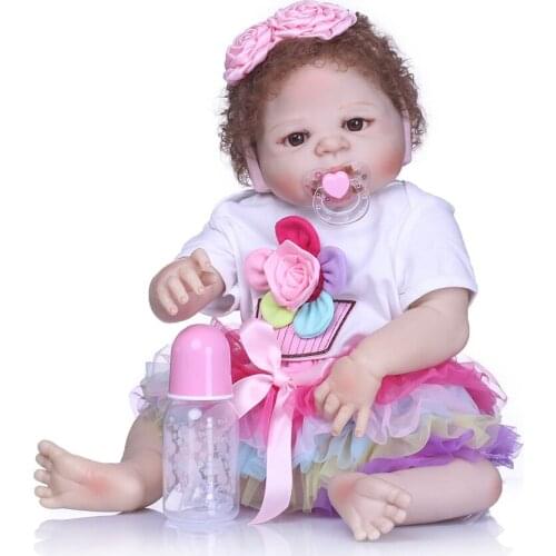 55cm Full Silicone Vinyl Reborn Doll Princess Realistic Newborn Baby Bebe Alive Toy Birthday Gift Girls Play House Bathe Toy