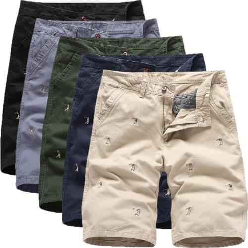 YK055 Summer Pants New Style F Pure Cotton Casual Shorts Men Straight-Cut Hot Pants Embroidered Shorts