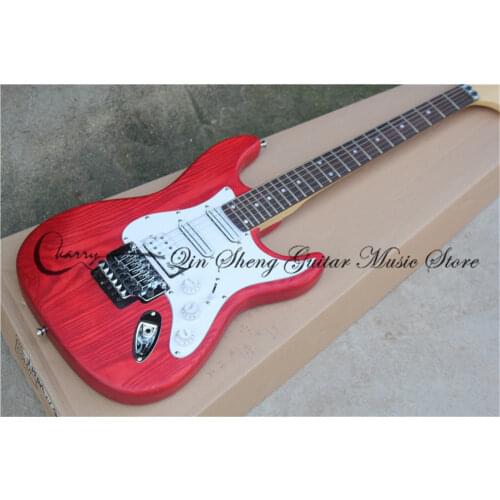 Free shipping custom 6 string sunburst guitar,burl maple veneer,ssh pickups,tremolo bridge,pearl shell inlay,rosewood fingerboa