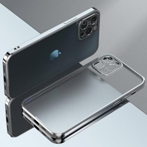 Plating Matte Transparent Case for iPhone 11 12 Pro Max X XS XR 7 8 Plus SE 2020 Mini Luxury Silicone Square Bumper Soft Cover
