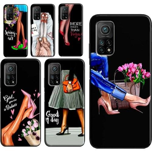 Fashion High heels Girl Flower Case For POCO M3 F1 F2 F3 X3 Pro Cover For Xiaomi Mi 11 Lite Note 10 Mi 11 Ultra 10T Pro