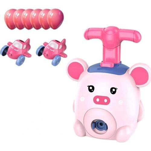 Cartoon Bee Pig Bear Kids Aerodynamic Balloon Car Rocket Launch Vehicle Gift Toy