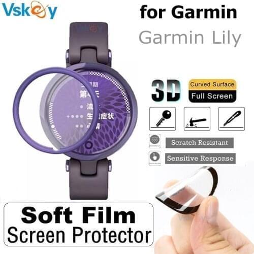 10PCS 3D Curved Soft Screen Protector for Garmin Lily Full Cover Anti-Scratch Protective Film (Non Glass) Purple / Gold