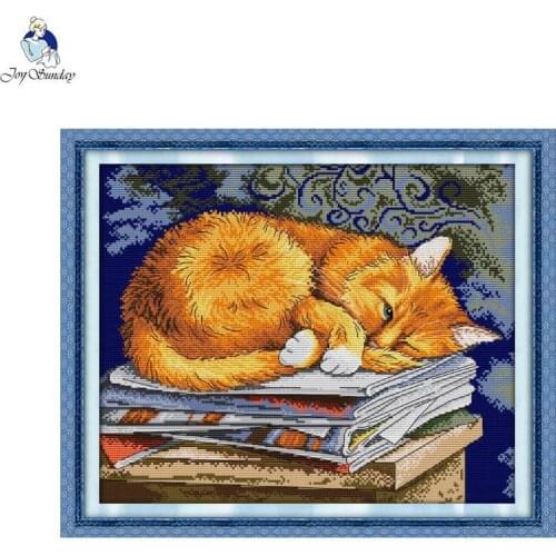 DIY animal pattern embroidery cross stitch set cat is waiting Aida 11CT 14CT counting and stamping sewing kits home decor gifts