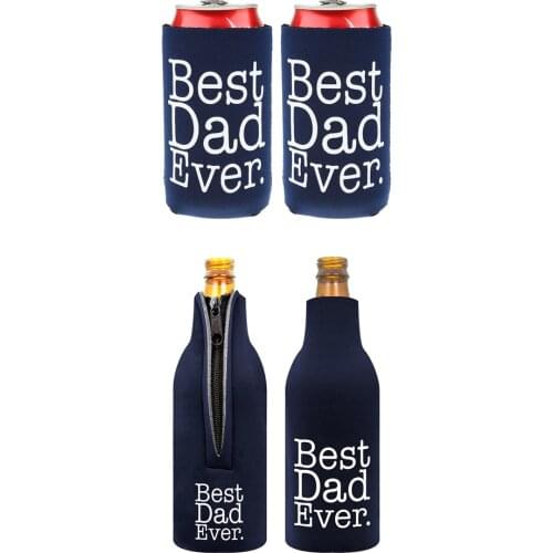 Set of 4pcs Best Dad Ever Beer Soda Can Cooler Sleeve Wrap Holder Gifts