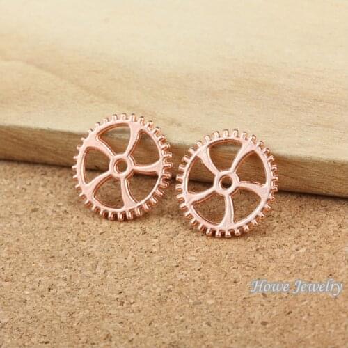 100 pcs Charms Rose Gold-color zinc alloy Steampunk Gear Pendant Fit Bracelets Necklace DIY Metal Jewelry Making 20037