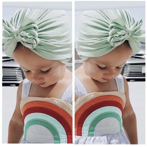 Toddler Kids cotton Bowknot turban headbands Baby Hat Kids photography Props Beanie Turban Infant hat