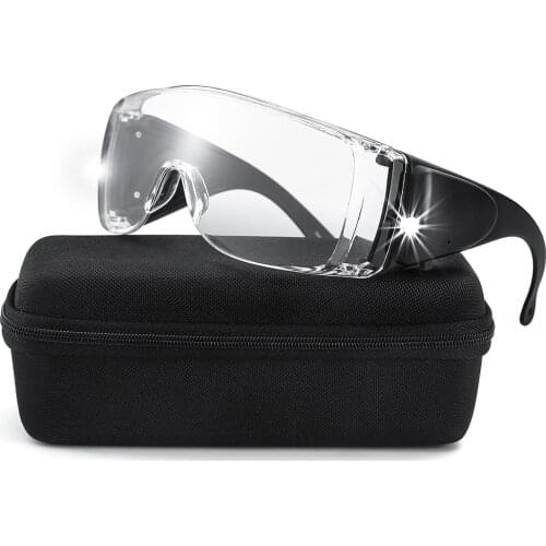 Anti-fog Safety Goggles with Dual LED Lights for Workshop Clear Eye Protection Shield Anti-scratch Goggles 2021 New