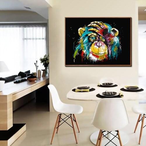 Frame Colorful Orangutan Painting By Numbers Kit Animals Acrylic Diy Paint By Numbers Wall Art Picture for Home Decor 2