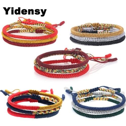 Tibetan Buddhist Lucky Charm Tibetan Bracelets & Bangles For Woman Men Handmade Knots Black Rope Amulet Bracelet Free Shipping