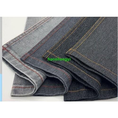 Polyester cotton twill black denim clothing fabric, non-stretch skirt pants, handmade black denim fabric
