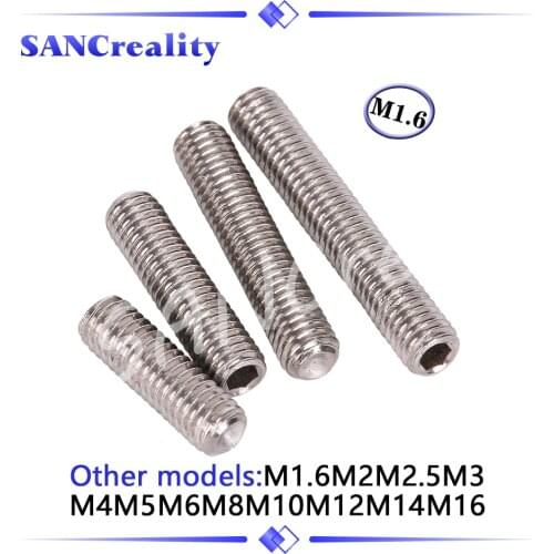 5pcs Hexagon Hex Socket Set Screw Flat Point Allen Head M1.6 Grub Screw Stainless Steel Headless Set Screw for 3D Printer