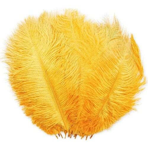 15-20CM Golden Beautiful Ostrich Feathers DIY Christmas Decoration Wedding Dress Dream Catcher Accessory Plumes Crafts Wholesale