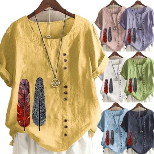 Fashion Printing Women Clothing Summer Shirt Short Sleeve Graphic Tee Round Neck Pullover Loose Casual Tops