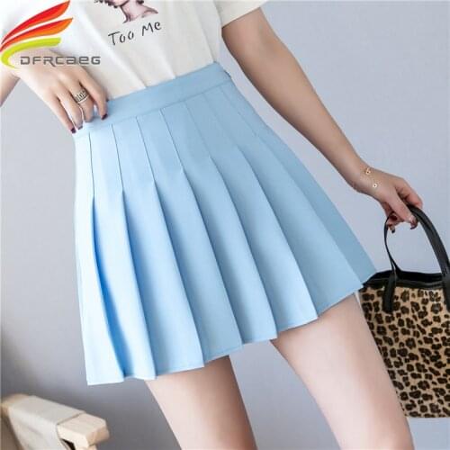 High Waist A Line Pleated Mini Skirt For Women 2020 Spring Summer Skirts Pink Black Sky Blue And White Cute Skirt High Quality