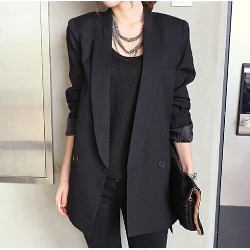 Spring Autumn Women Slim Black Office Suit Jacket Formal Business Blazer Casual Jackets Size S-XXL