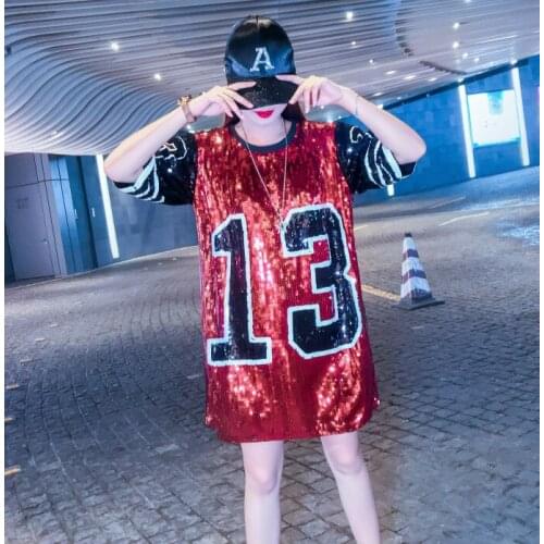 Plus Size Casual Straight Embroidery Letter Short Sleeve Sequined Patchwork Black Mini O-neck Party Sexy Summer Women Dress