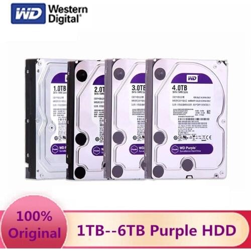 Western Digital WD Purple HDD 1TB 2TB 3TB 4TB 6TB SATA III 6.0Gb/s 3.5" Hard Drive HDD HD Harddisk For cctv Camera AHD DVR IP NV