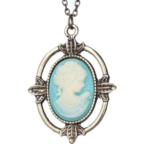 ZRM 20pcs/lot Wholesale Fashion Jewelry Vintage Charm Vampire Diaries Katherines Cameo Necklace For Women