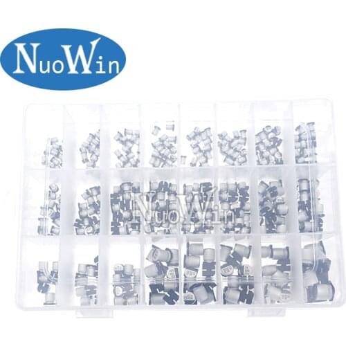 1uF~1000uF 6.3V-50V 400Pcs 24Value SMD Aluminum Electrolytic Capacitors Assortment Kit + Box