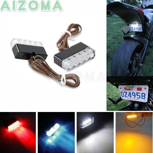 1 Pair Universal Motorcycle LED License Plate Lights Mini Number Tail Light Dirt Bike 12v Daytime Running Lamp Indicators