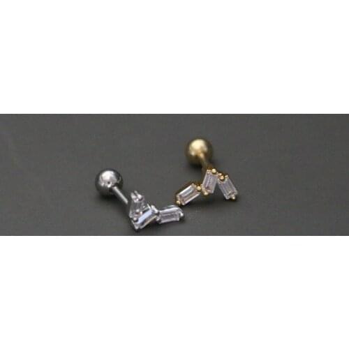 1 PCS Cute Small Geometric Zircon Ear Cartilage Stud Cuff Earring for Women Simple Gold Color Steel Helix Bar Ball Ear Jewelry