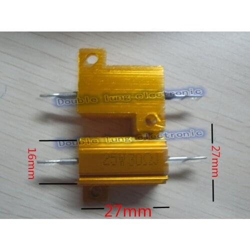 10pcs/lot 25W Golden Aluminium Resistor 1R 2R 3R 4R 5R 6R 8R 1.5R 2.2R 2.5R 4.7R 12R 15R 30R ohm Gold Aluminium Shell Resistance
