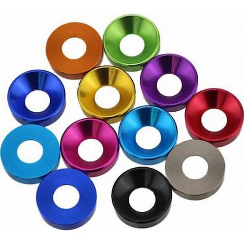 5pcs M2 M2.5 M3 M4 M5 Aluminum Alloy Washers Anodized Aluminum Gasket Cone Washer for Countersunk Head Flat Head Screw Bolt