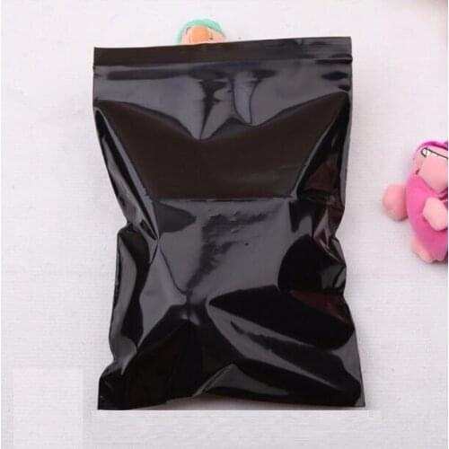 100pcs/lot Large Black plastic bag, Thickened Packaging bag for food Zipper gift bags